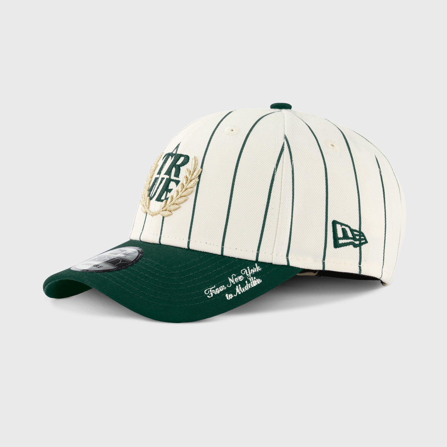 TRUE X NEW ERA 940 PINESTRIPE DK GREEN