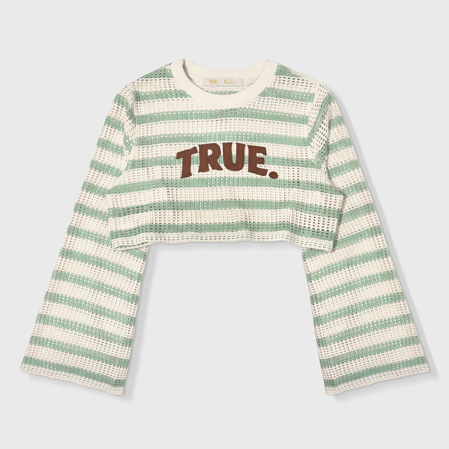 TEXTURE WIDE SLEEVE CROP TOP - CREAM
