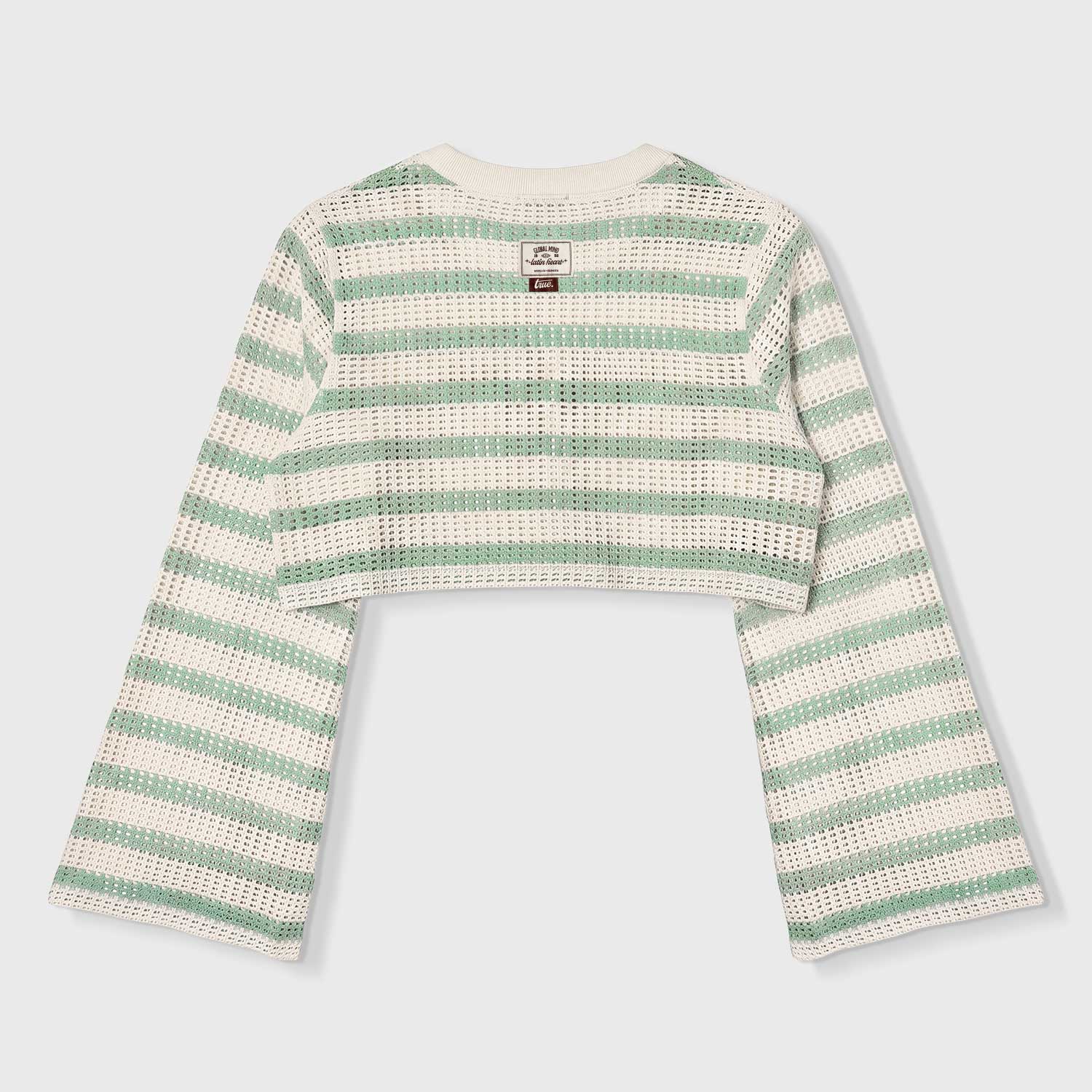 TEXTURE WIDE SLEEVE CROP TOP - CREAM