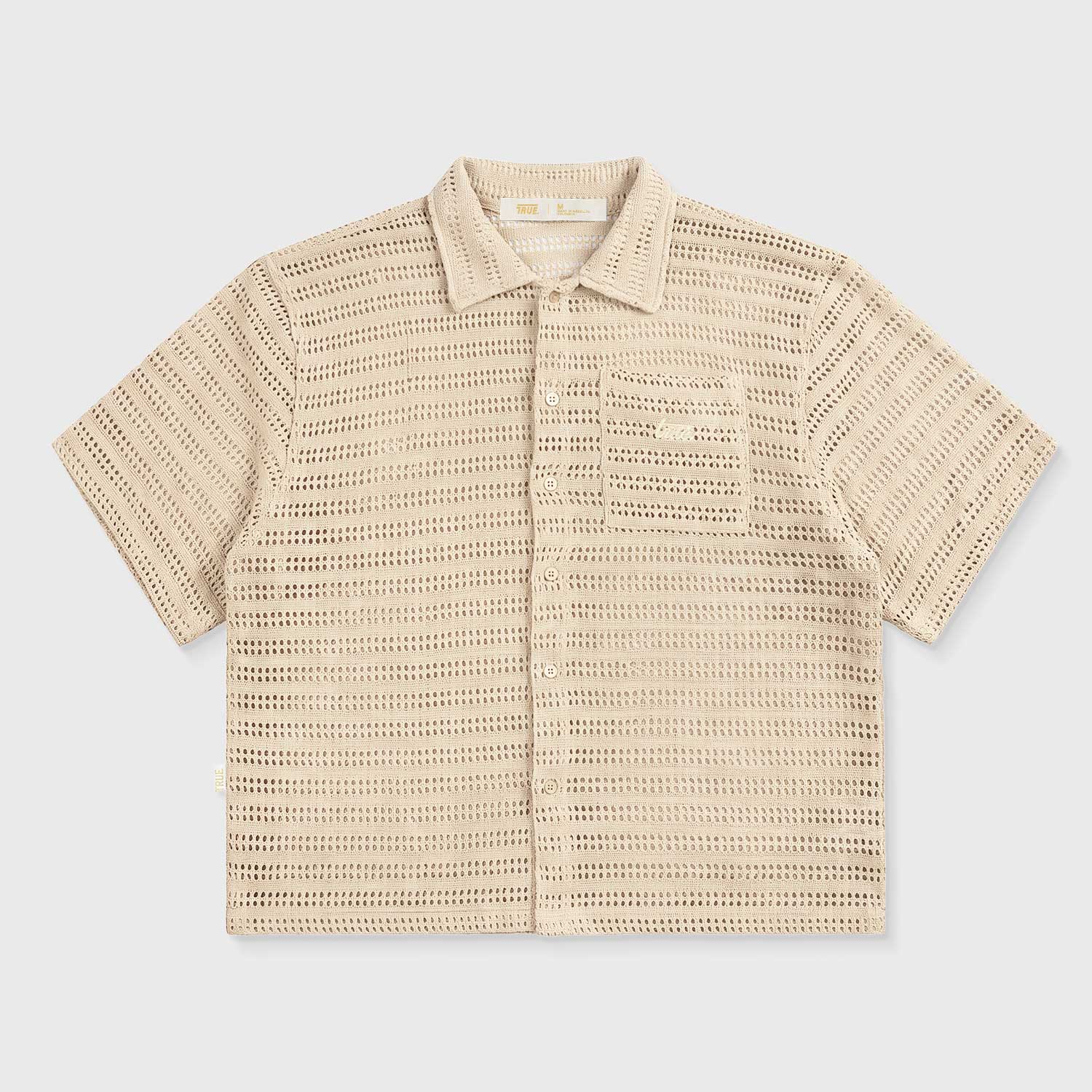 TEXTURE BOXY SHIRT - CAMEL