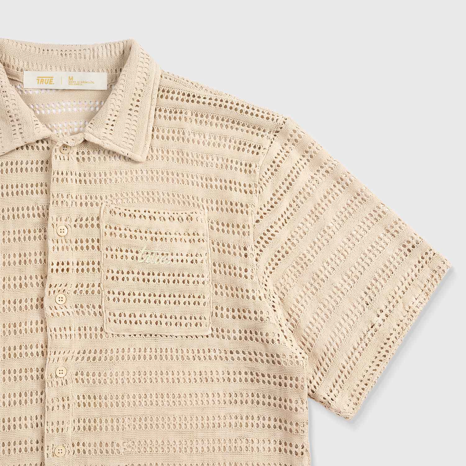 TEXTURE BOXY SHIRT - CAMEL