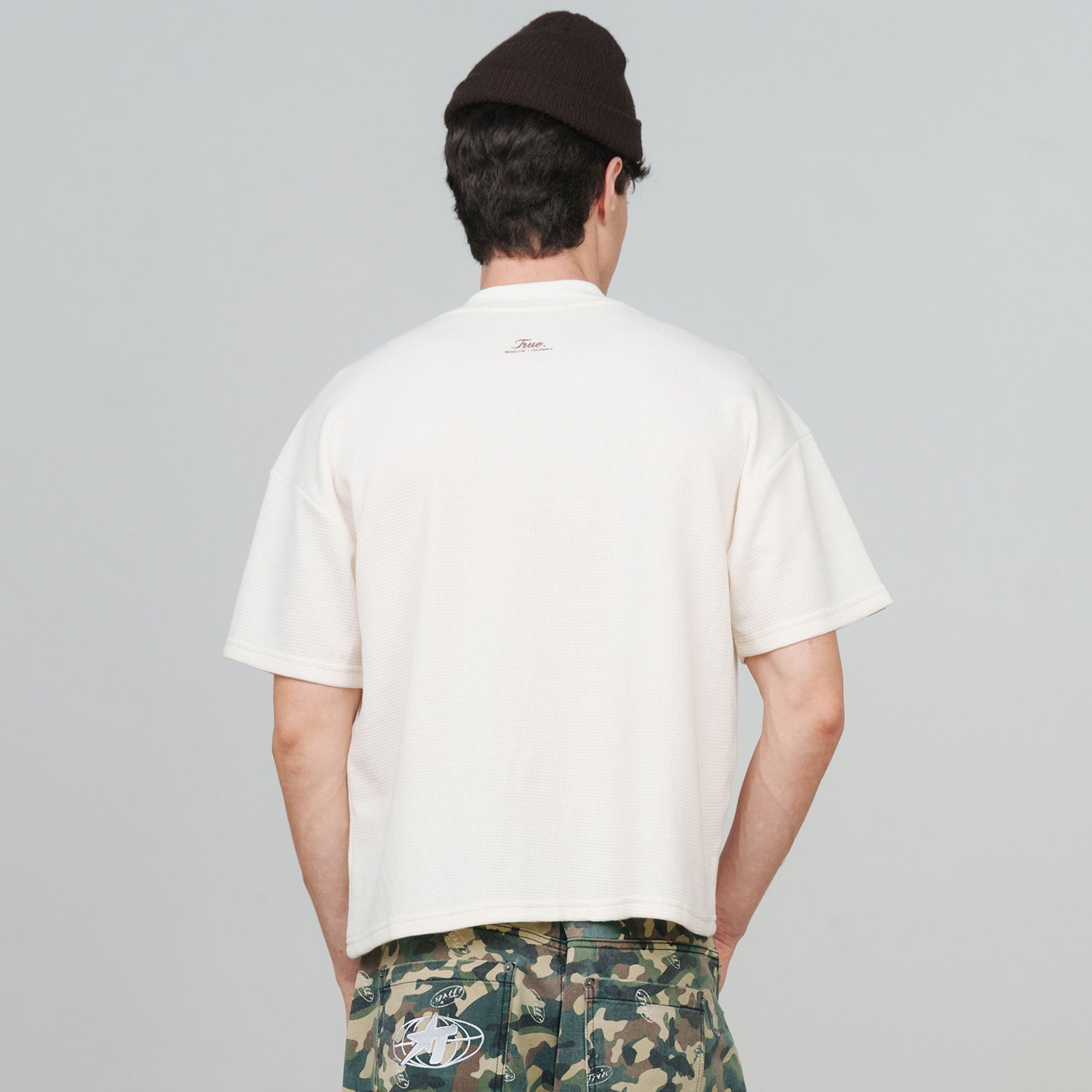 TEXTURED BOXY TEE - CREAM