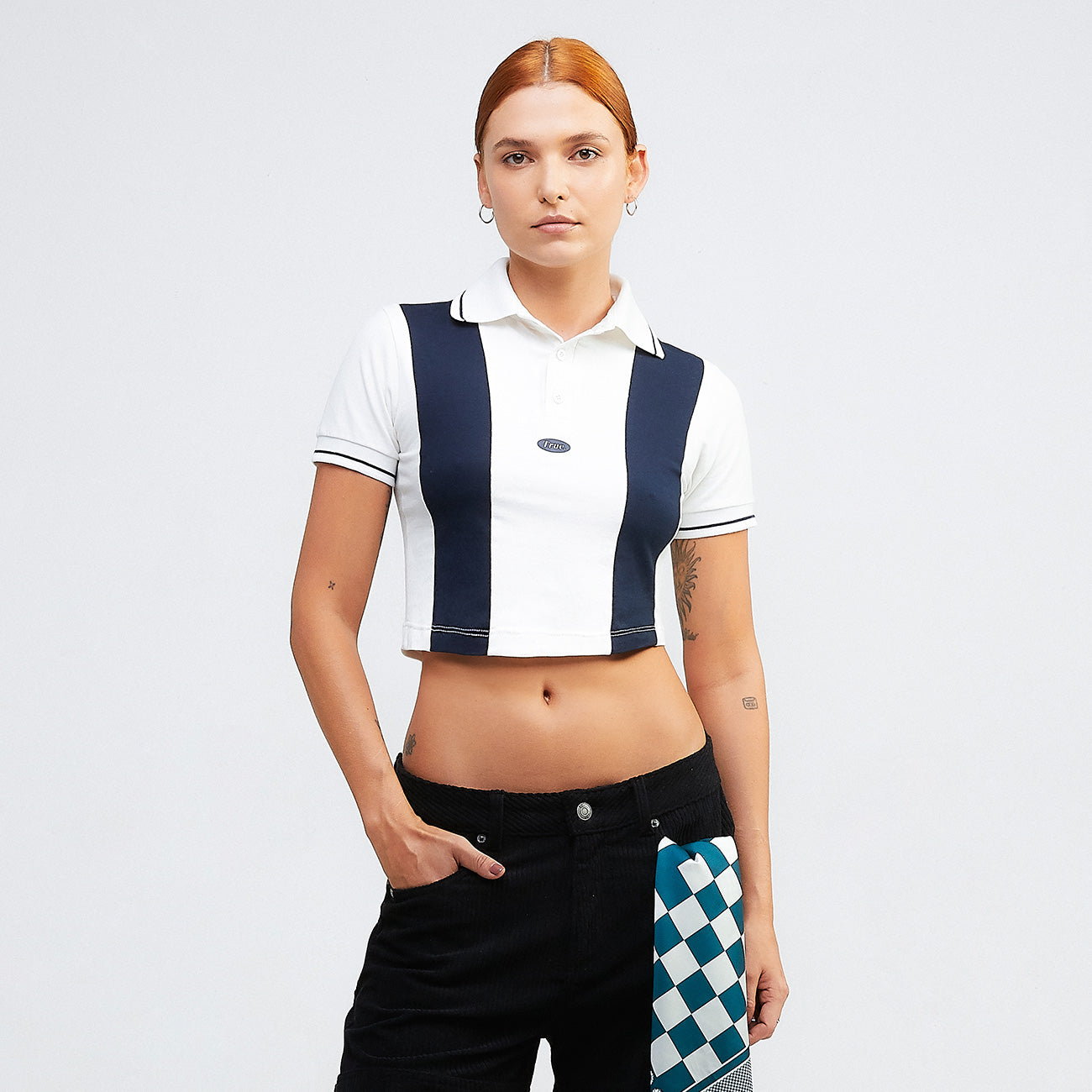 TRUE LOUNGE CROPPED POLO - NAVY BLUE