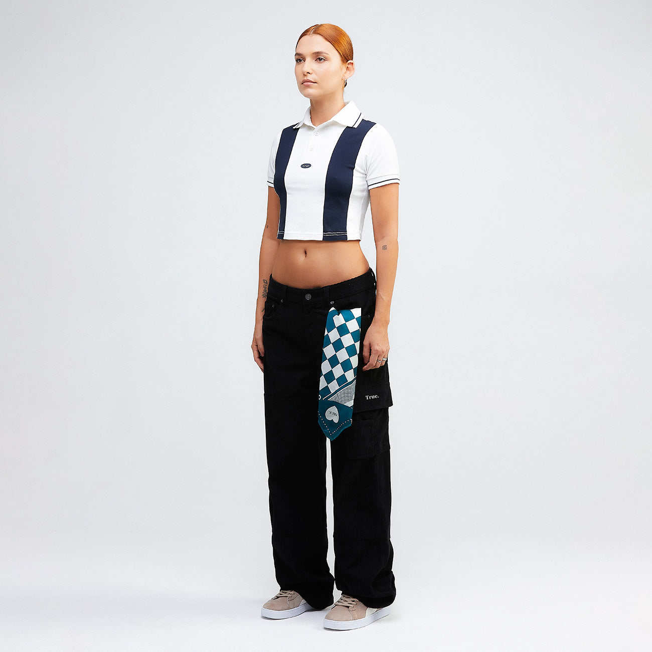 TRUE LOUNGE CROPPED POLO - NAVY BLUE