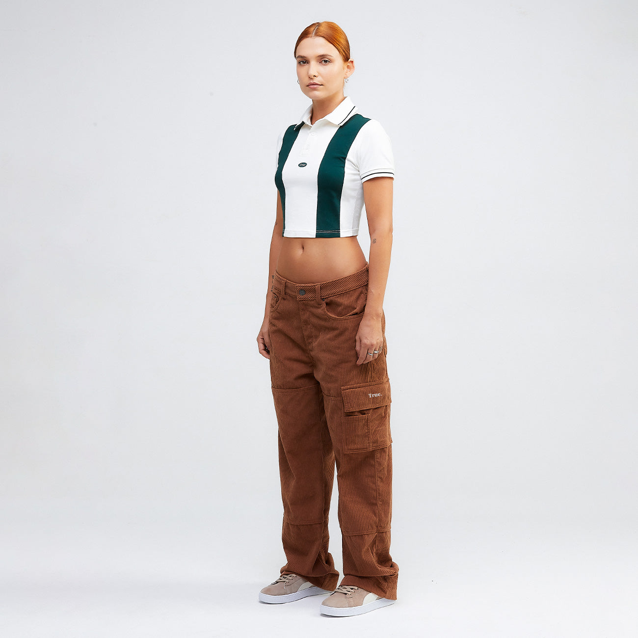 TRUE LOUNGE CROPPED POLO - PINE GREEN
