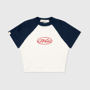 TRUE STAMP CROPPED SLIM TEE - NAVY BLUE