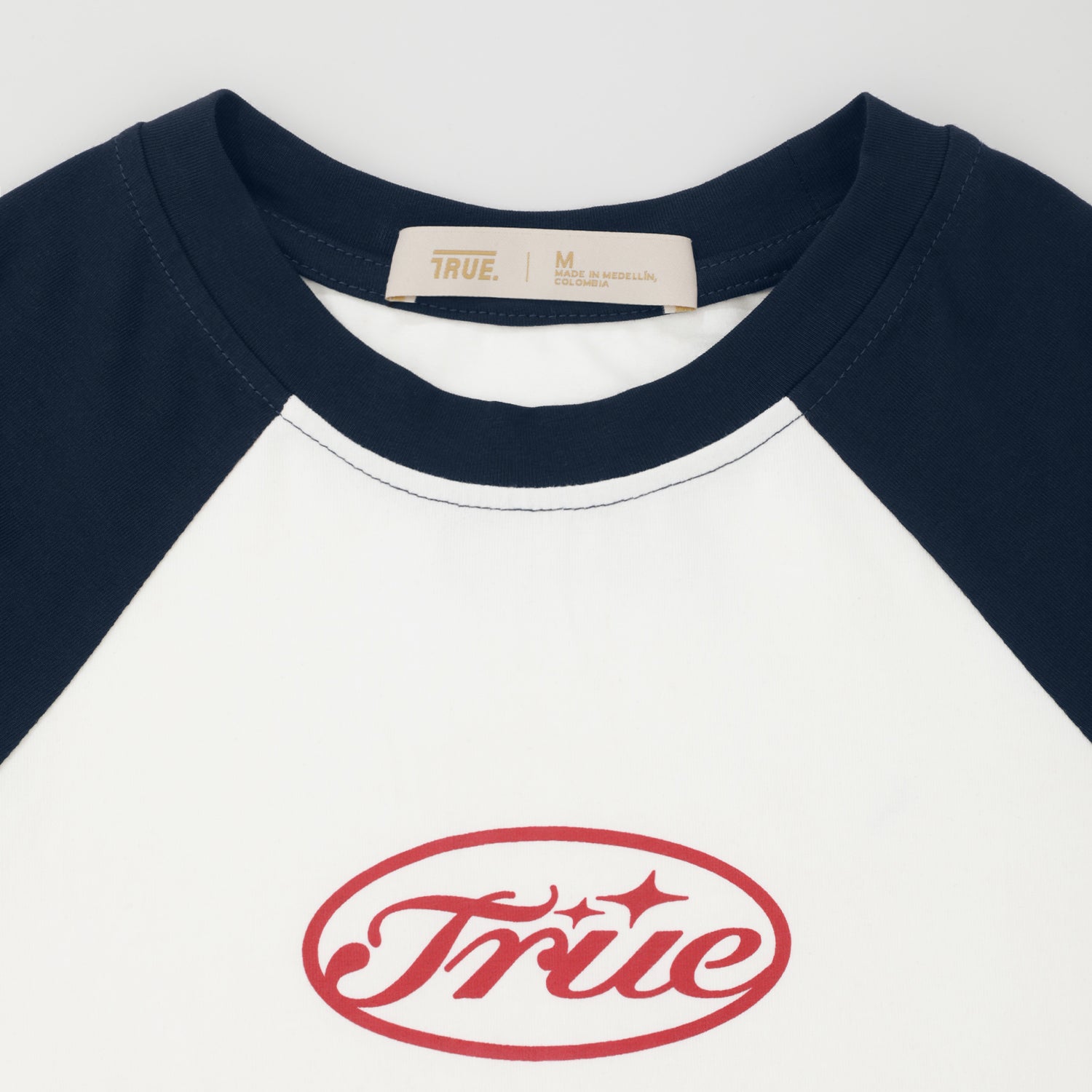TRUE STAMP CROPPED SLIM TEE - NAVY BLUE