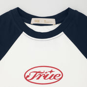 TRUE STAMP CROPPED SLIM TEE - NAVY BLUE