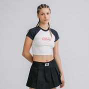 TRUE STAMP CROPPED SLIM TEE - NAVY BLUE
