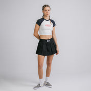 TRUE STAMP CROPPED SLIM TEE - NAVY BLUE