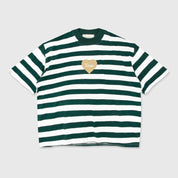 STRIPED BOXY TEE - PINE GREEN