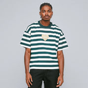 STRIPED BOXY TEE - PINE GREEN