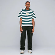 STRIPED BOXY TEE - PINE GREEN
