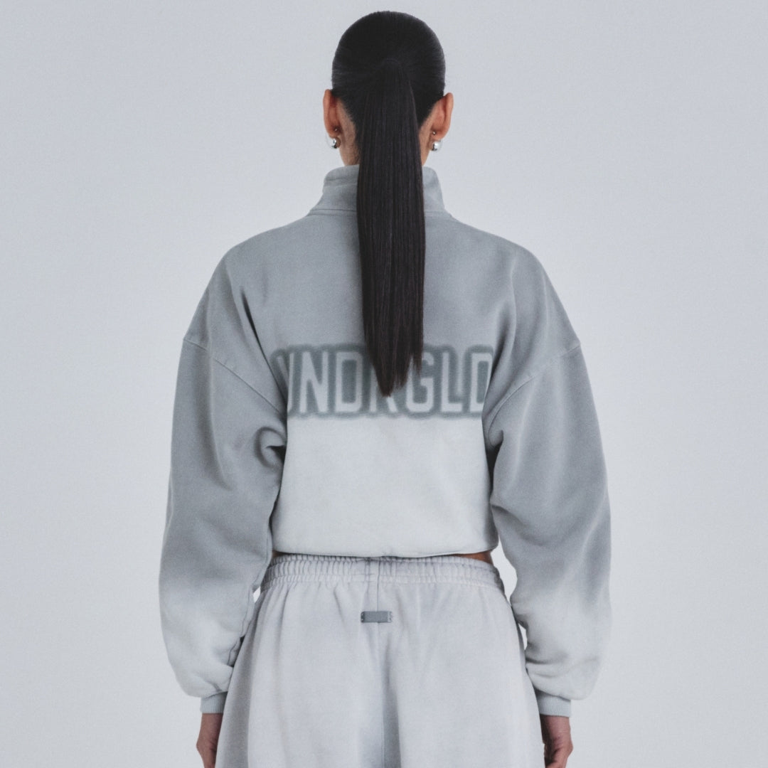 W HOLY STATE UNDRGLD TURTLE NECK BOXY FIT HOODIE - FADED GRAY