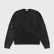 WASHED DOUBLE SLEEVE TEE - BLACK