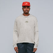 WASHED DOUBLE SLEEVE TEE - GRAY
