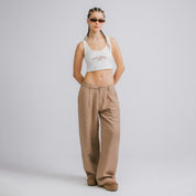 WIDE LEG TROUSERS - KHAKI