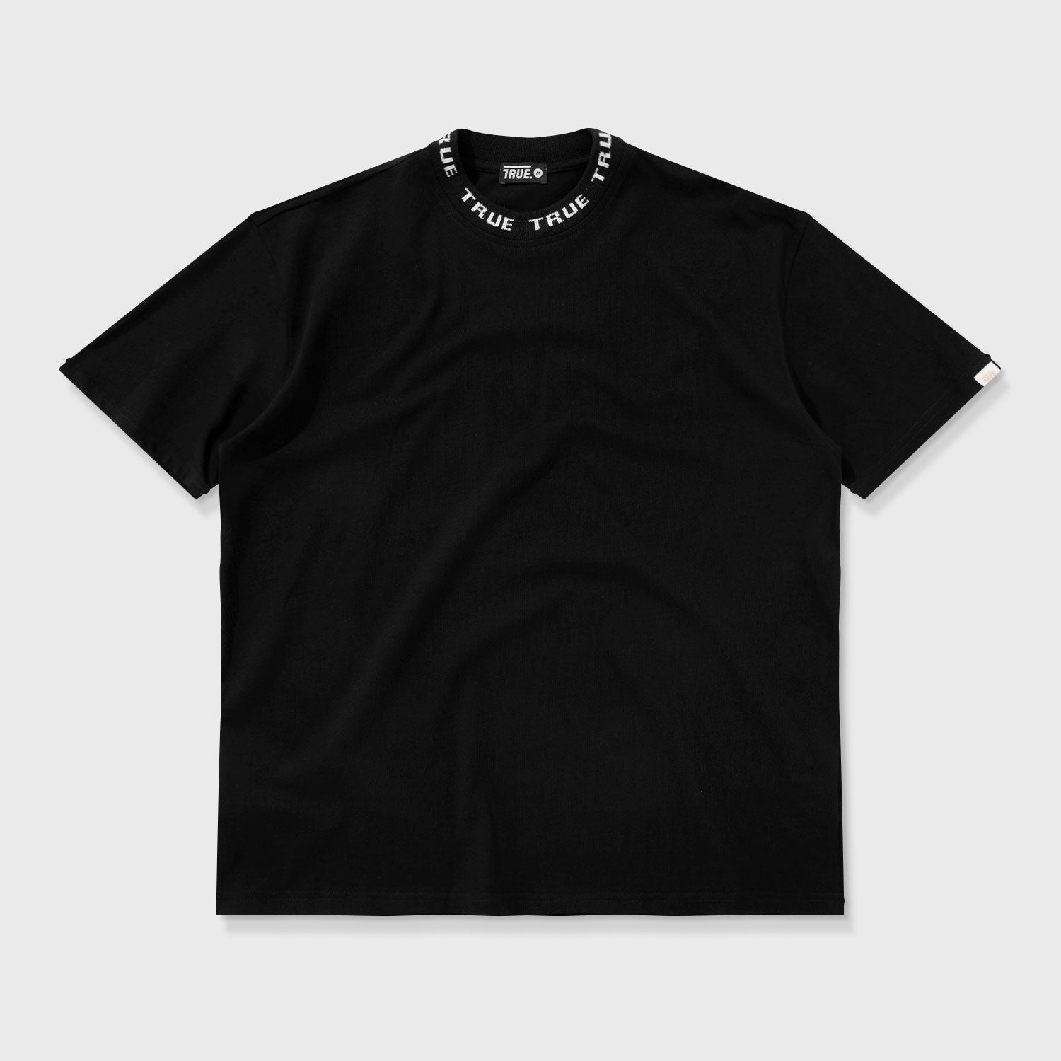 CAMISETA OVERSIZED CUELLO TEJIDO - BLACK