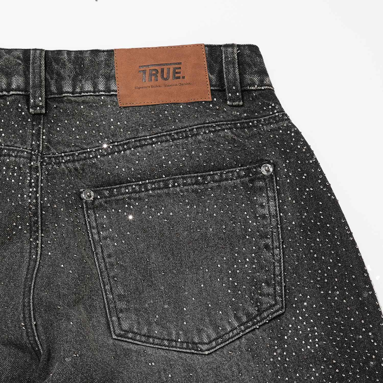 STARRY WIDE-LEG JEANS  - BLACK