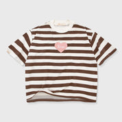 STRIPED BOXY-FIT T-SHIRT - BROWN